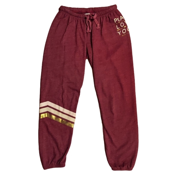 Spiritual Gangster Peace Love Yoga Varsity Stripe Low Rise Joggers - Picture 14 of 15